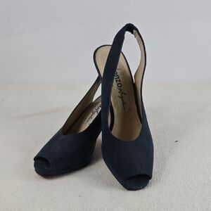 Enzo Angiolini Women's Navy Peep Toe Heels